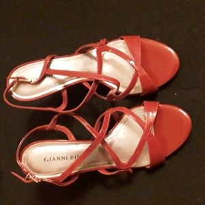 Red strappy heels
